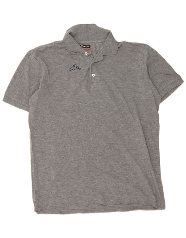 Camisa pólo gráfica masculina Kappa 2XL algodão manchado cinza