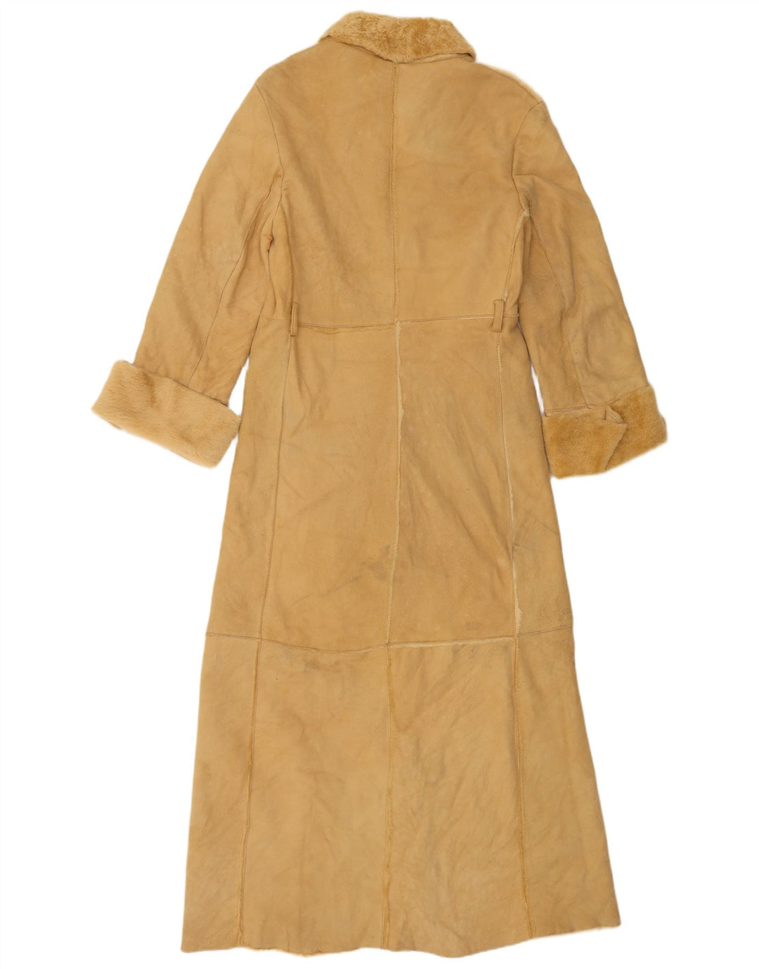 Casaco feminino VINTAGE de shearling IT 44 couro bege médio