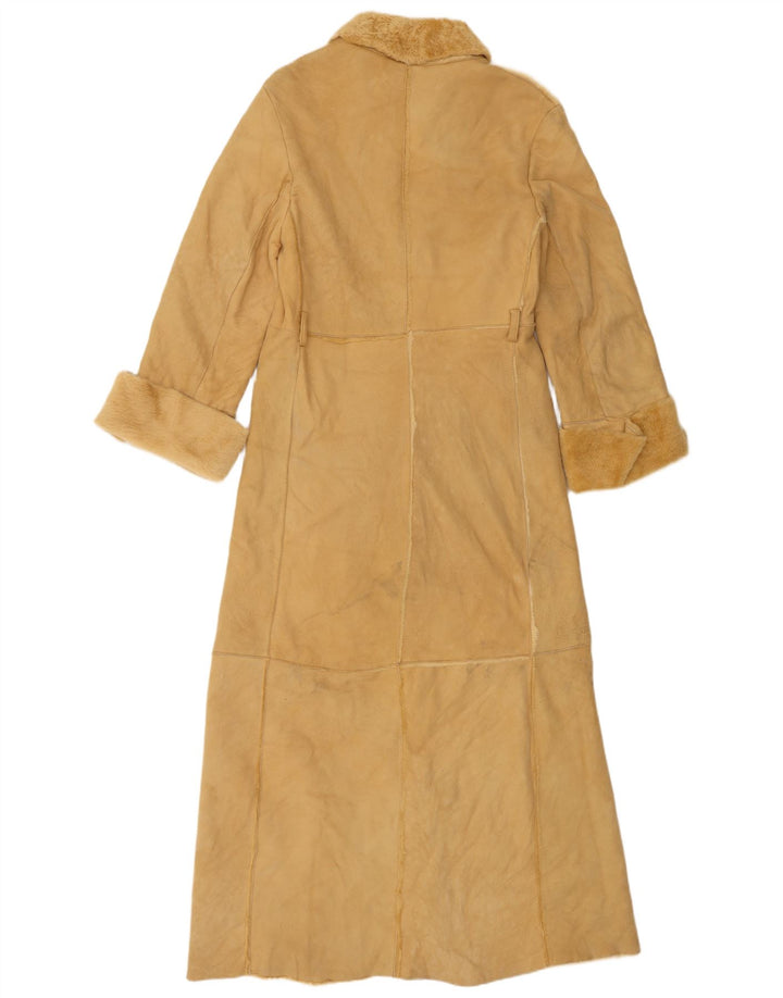 Casaco feminino VINTAGE de shearling IT 44 couro bege médio