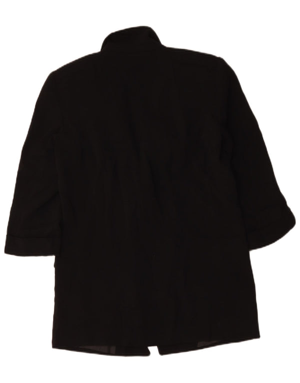 Zara Jaqueta blazer feminina oversized manga 3/4 aberta Reino Unido 6 XS preto poliéster