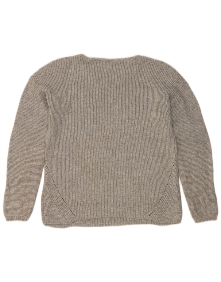 Suéter feminino Marks & Spencer com gola canoa Reino Unido 12 médio prateado