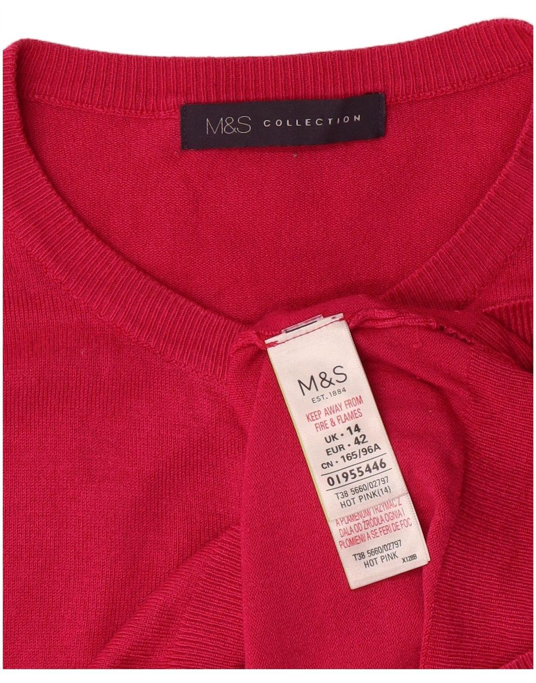 Suéter cardigã feminino Marks & Spencer UK 14 médio rosa viscose clássico