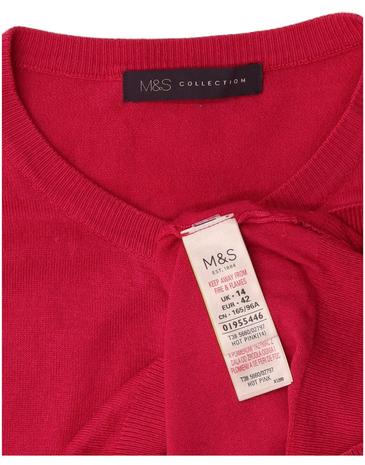 Suéter cardigã feminino Marks & Spencer UK 14 médio rosa viscose clássico
