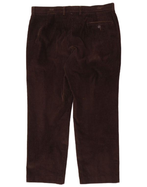 Calça masculina de veludo cotelê Marks & Spencer sob medida W36 L29 algodão marrom