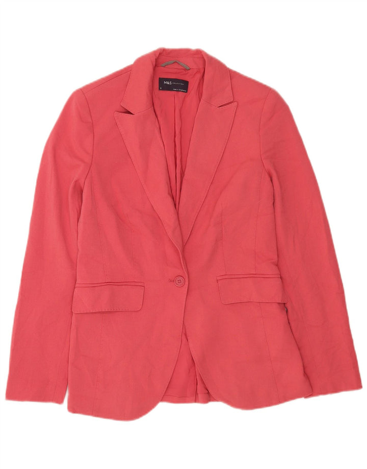 Jaqueta blazer feminina Marks & Spencer com 1 botão Reino Unido 8 poliéster rosa pequeno