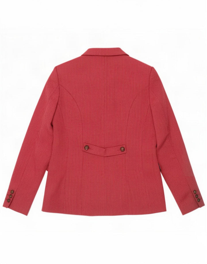 Jaqueta blazer feminina Joe Browns Reino Unido 12 poliéster espinha de peixe rosa médio