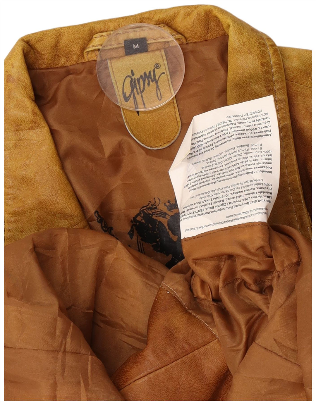 Casaco de couro feminino Gipsy UK 12 marrom médio