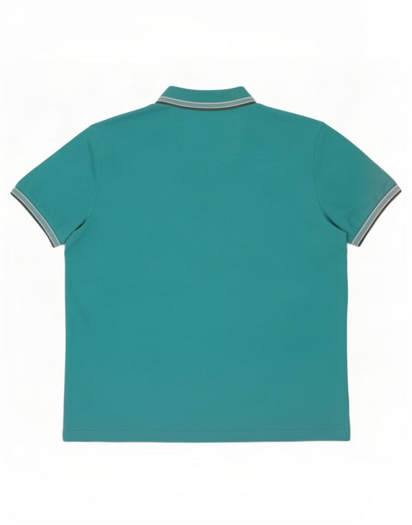 Camisa polo masculina Hugo Boss 3XL algodão listrado turquesa