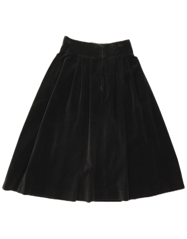 Saia feminina vintage de veludo alargado IT 44 médio W26 algodão preto