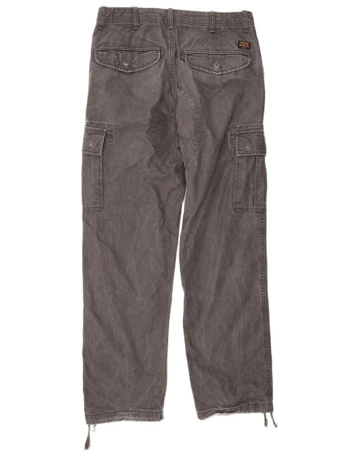 Calças cargo retas masculinas Superdry W30 L32 algodão cinza
