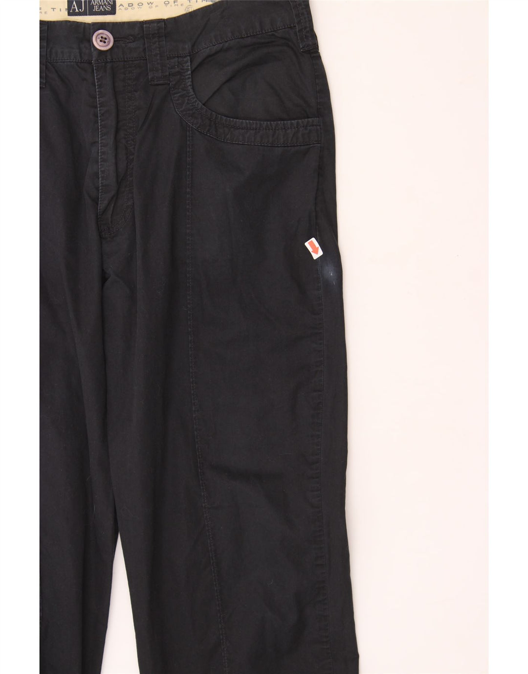 ARMANI Womens Straight Casual Trousers W33 L30 Navy Blue Cotton Vintage Armani and Second-Hand Armani from Messina Hembry 