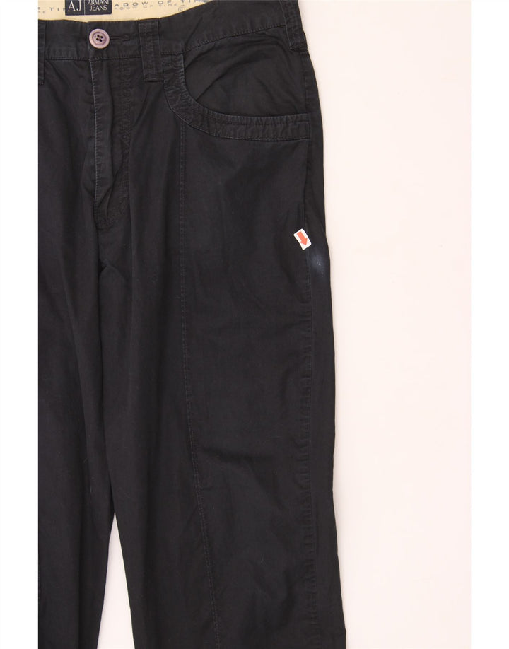 ARMANI Womens Straight Casual Trousers W33 L30 Navy Blue Cotton Vintage Armani and Second-Hand Armani from Messina Hembry 