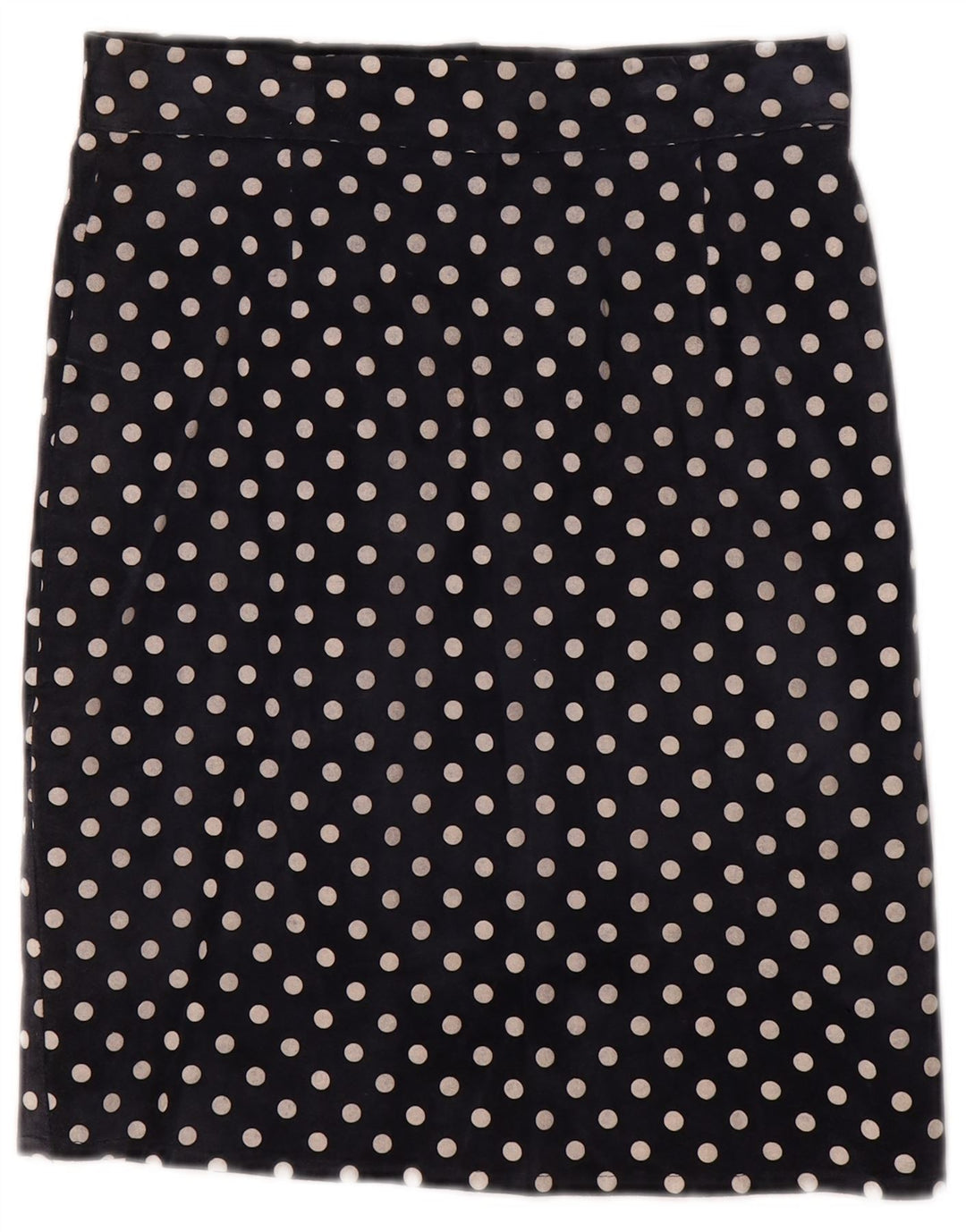Saia reta feminina vintage W28 bolinhas azul marinho médio