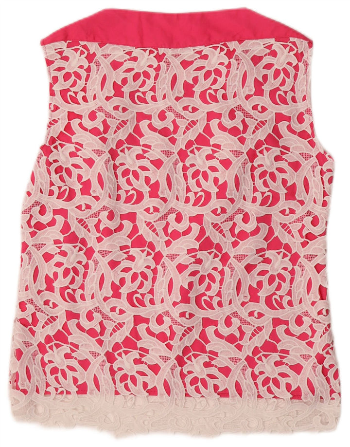 Blusa feminina grande sem mangas NARACAMICIE Reino Unido 16 grande rosa floral
