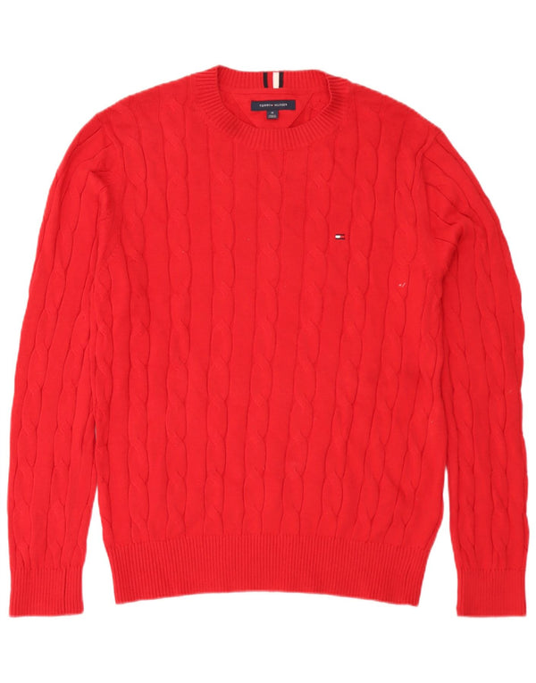 Suéter masculino Tommy Hilfiger com gola redonda, algodão vermelho médio