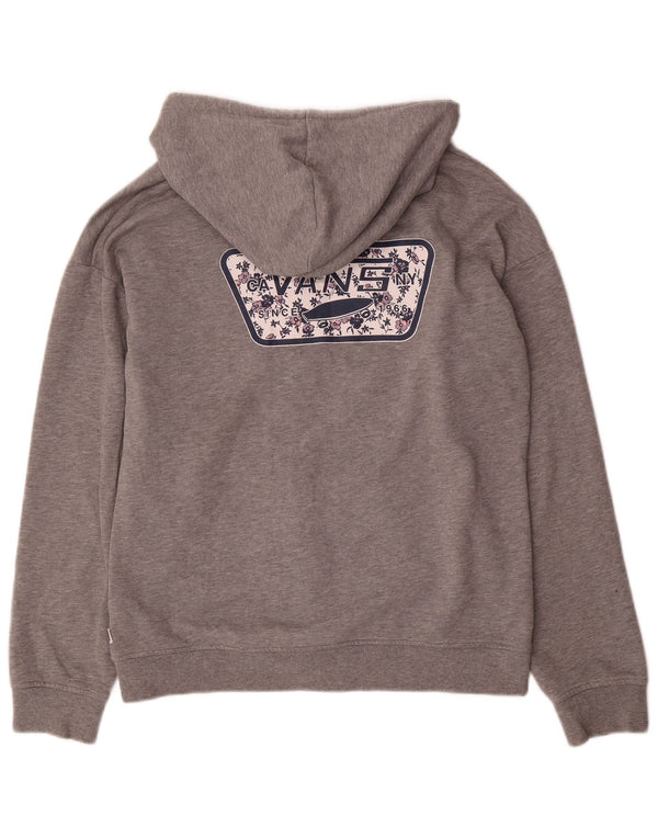 Suéter Vans masculino com capuz e zíper gráfico cinza médio