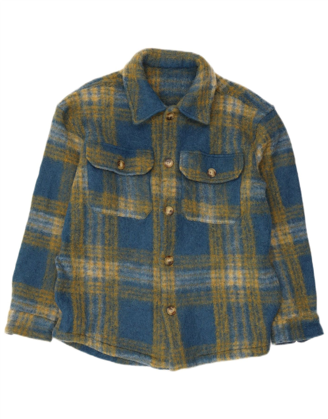 Zara Camiseta masculina de flanela grande xadrez azul