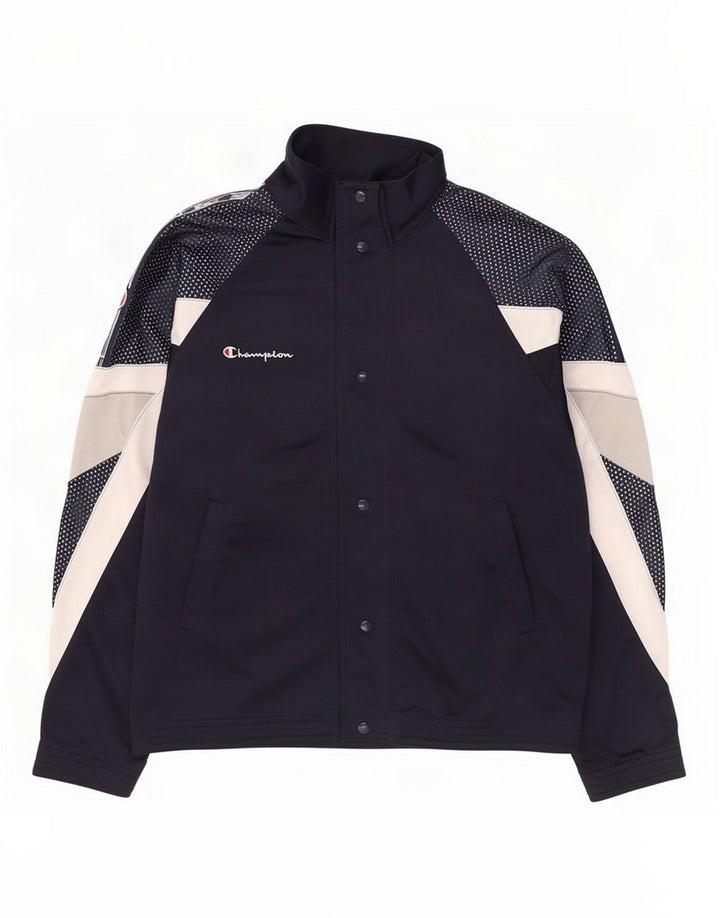 Jaqueta masculina de agasalho Champion médio azul marinho poliéster colorblock