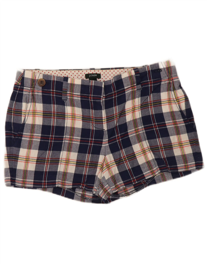 J. Crew Shorts Chino Feminino US 4 Pequeno W30 Azul Marinho Xadrez Algodão