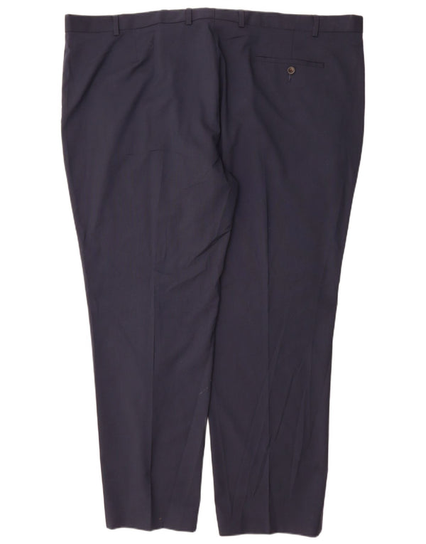 Calça masculina de terno reto sob medida Marks & Spencer W48 L31 azul marinho