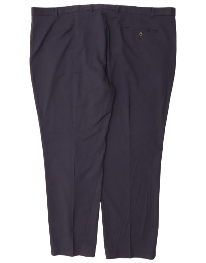 Calça masculina de terno reto sob medida Marks & Spencer W48 L31 azul marinho