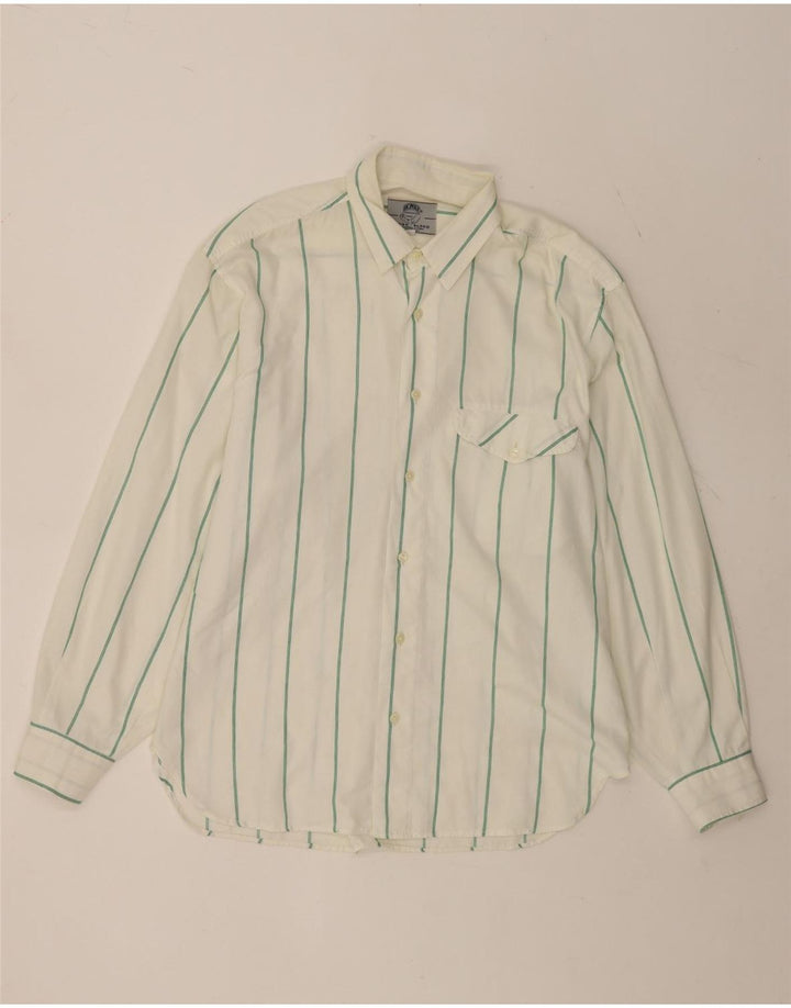 Camisa masculina vintage listrada branca média