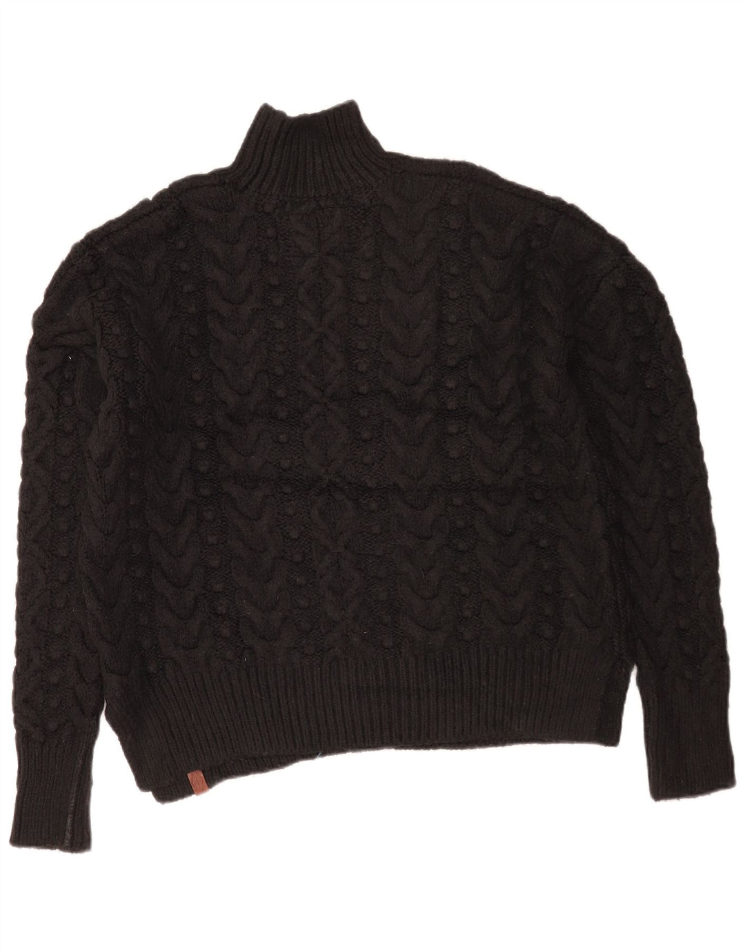 Superdry Suéter feminino superdimensionado com gola de tartaruga Reino Unido 10 pequeno preto