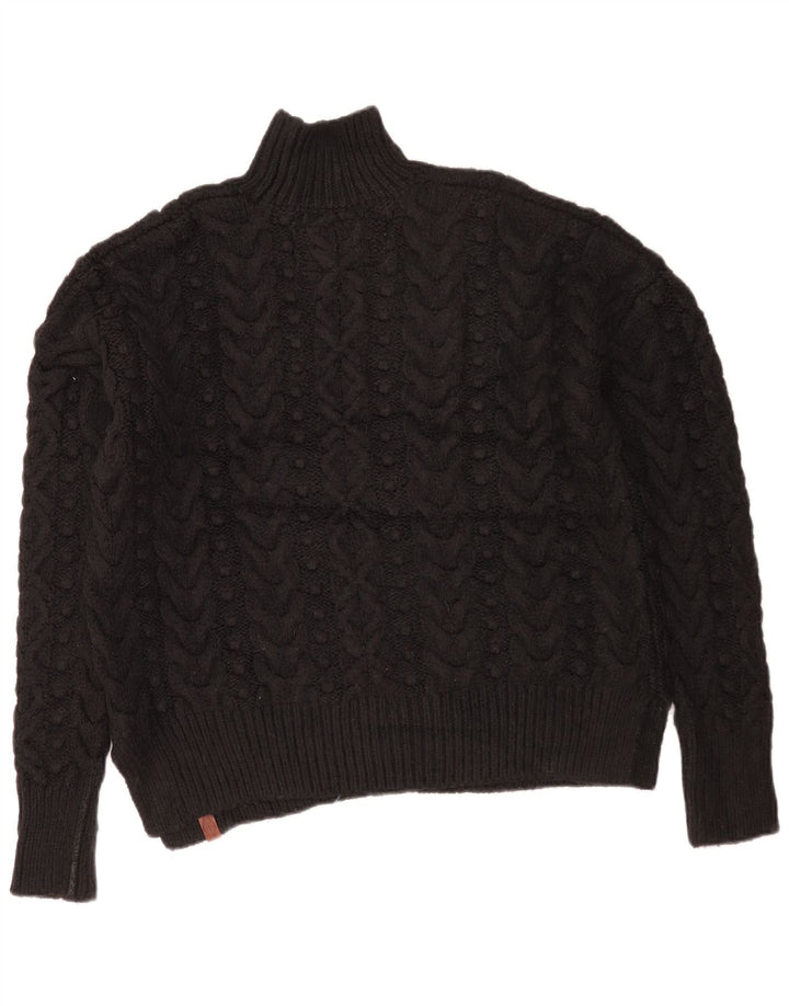 Superdry Suéter feminino superdimensionado com gola de tartaruga Reino Unido 10 pequeno preto