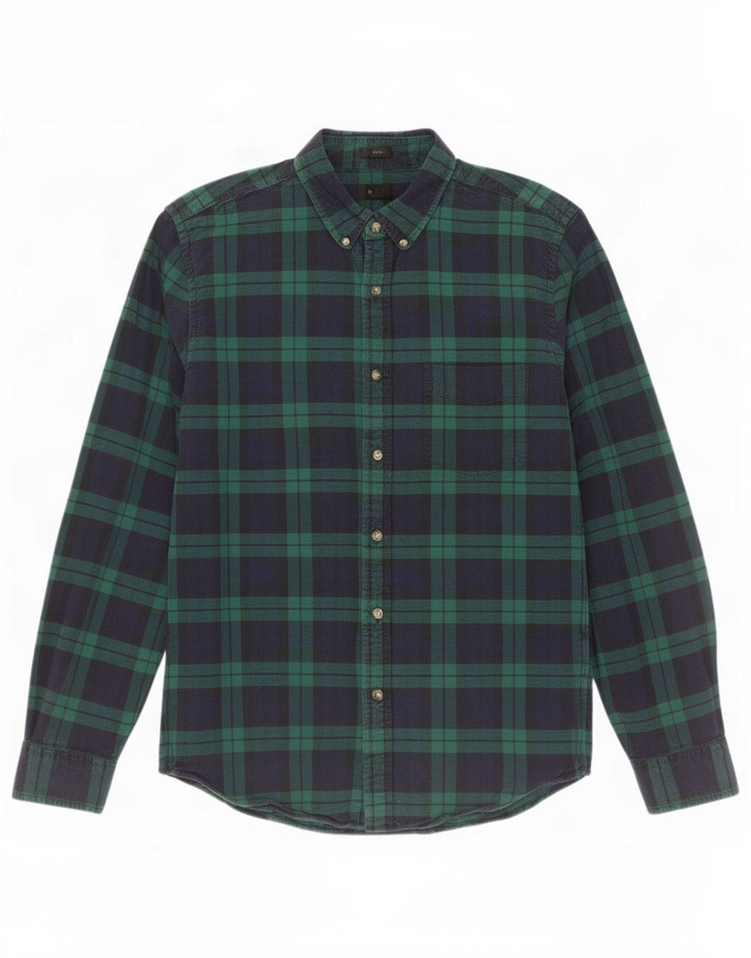 J. Crew Camisa masculina Oxford Slim de flanela xadrez verde médio