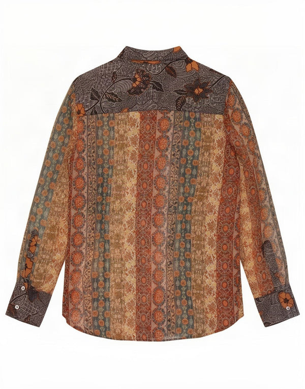 Blusa Camisa Feminina Desigual Reino Unido 16 Grande Marrom Floral Poliéster
