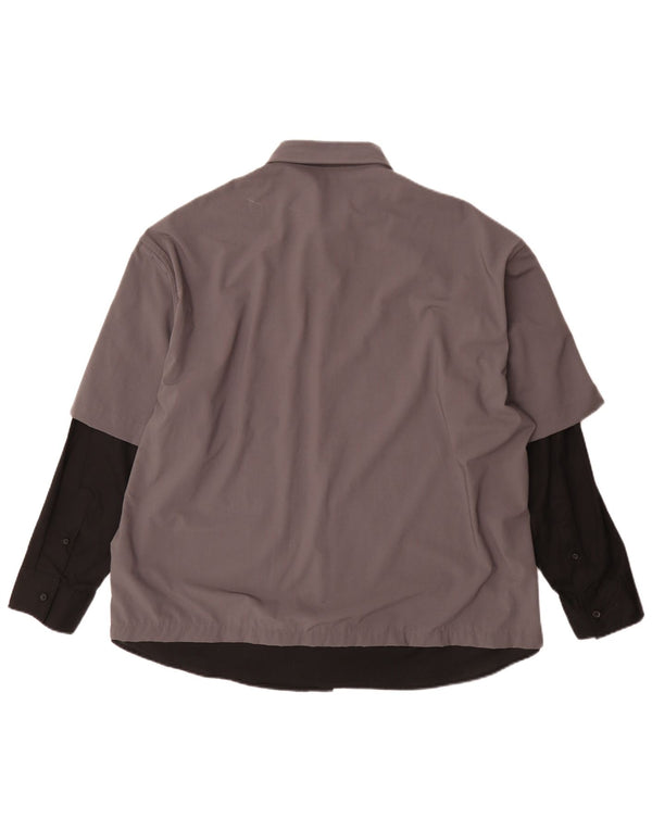 Zara Mens Shirt Large Grey Colourblock Polyester