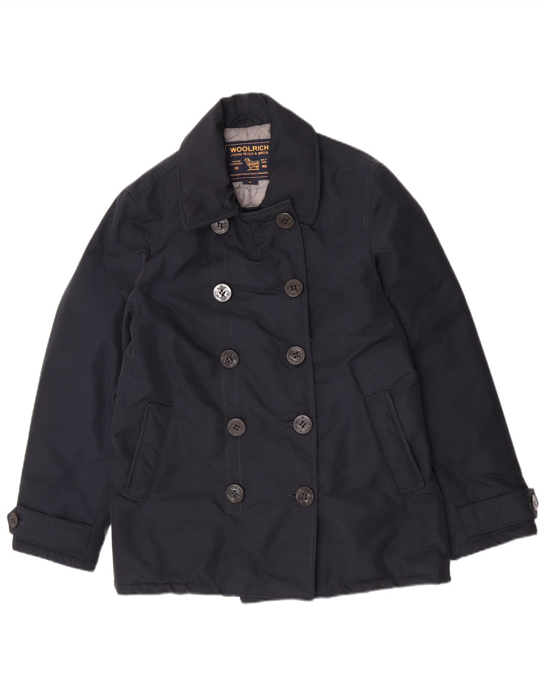 Casaco feminino Woolrich Pea UK 14 azul marinho médio