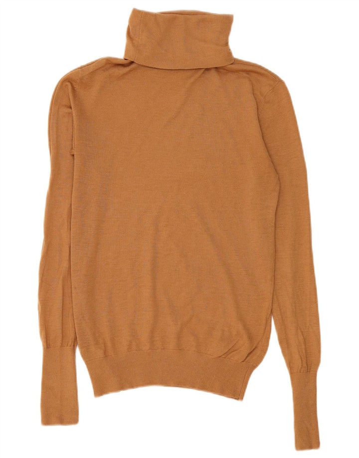 Suéter feminino Zara com gola redonda Reino Unido 12 modal marrom médio