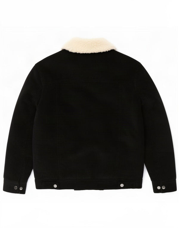 Zara Mens Sherpa Corduroy Jacket UK 38 Médio Algodão Preto