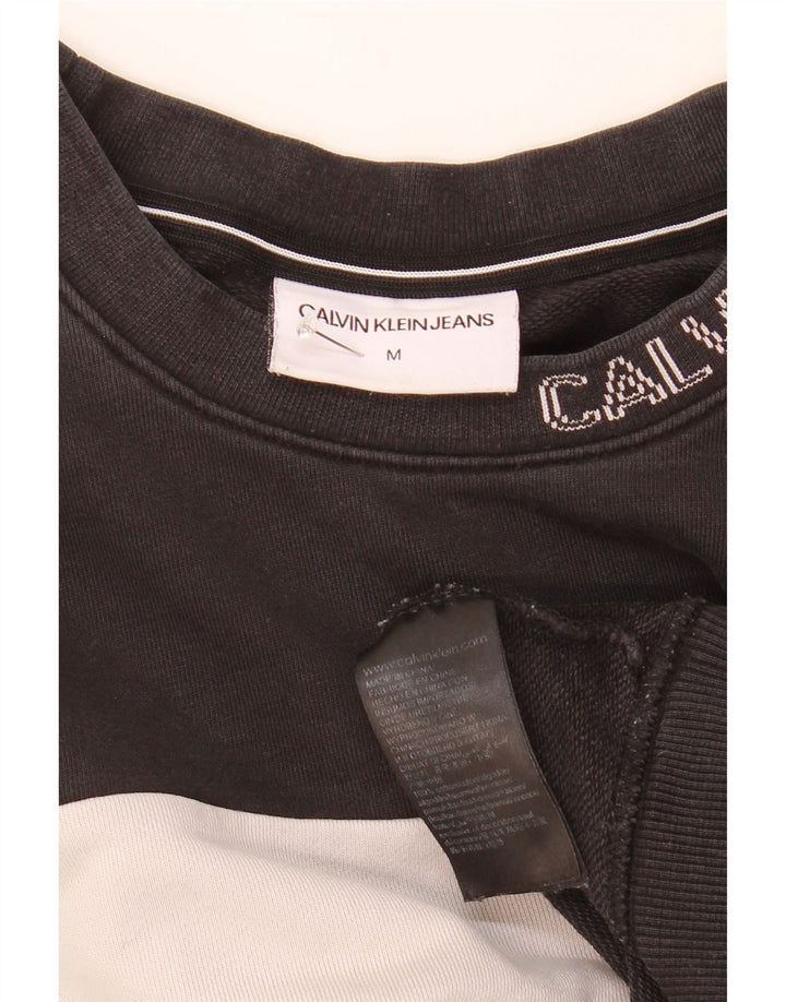 Calvin Klein Jeans moletom gráfico masculino jumper médio preto colorblock