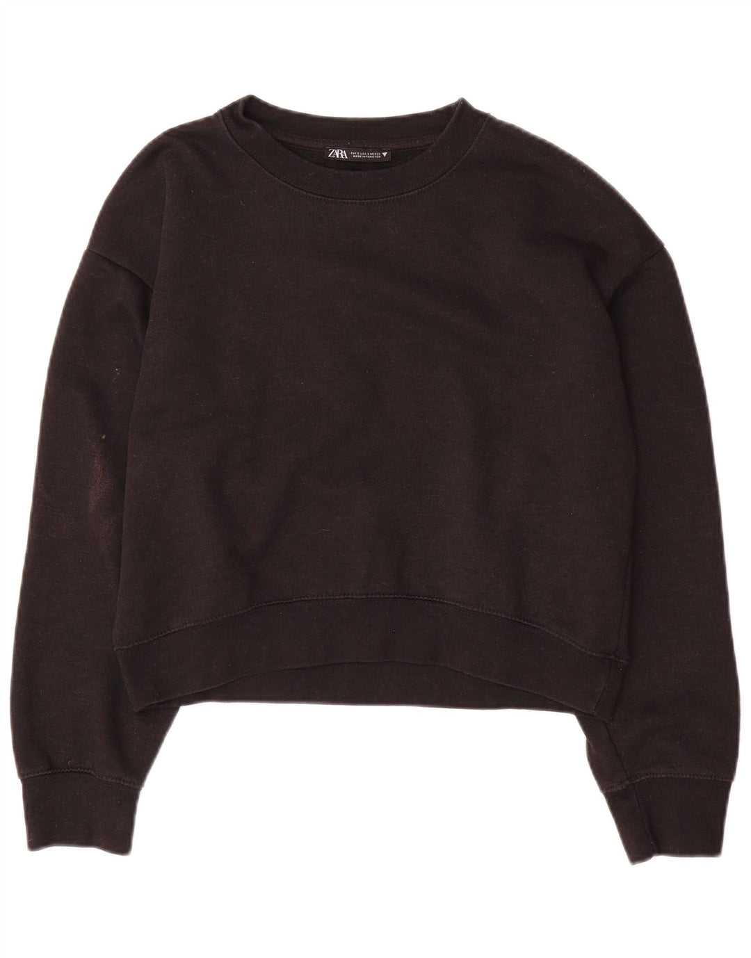 Zara Womens Crop Oversized Sweatshirt Jumper Reino Unido 10 Pequeno Poliéster Preto
