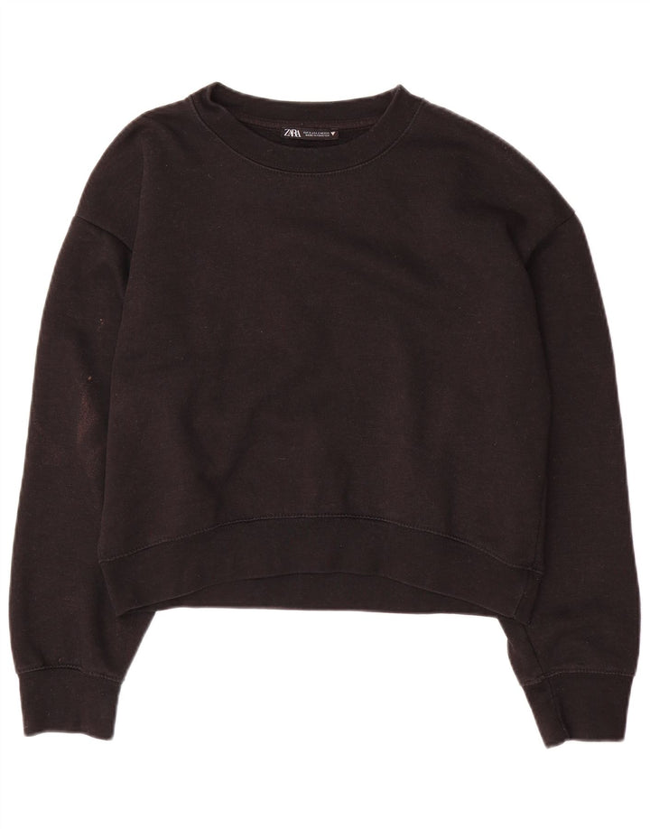 Zara Womens Crop Oversized Sweatshirt Jumper Reino Unido 10 Pequeno Poliéster Preto