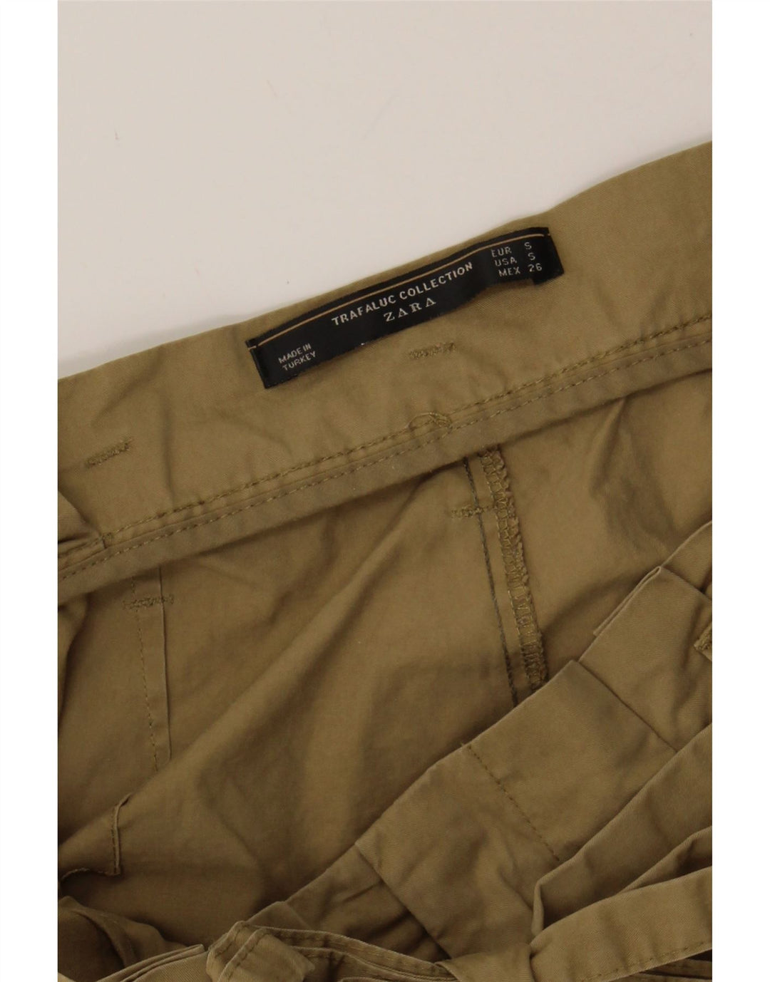 ZARA Womens Straight Cropped Trousers Small W28 L25 Beige Cotton Vintage Zara and Second-Hand Zara from Messina Hembry 