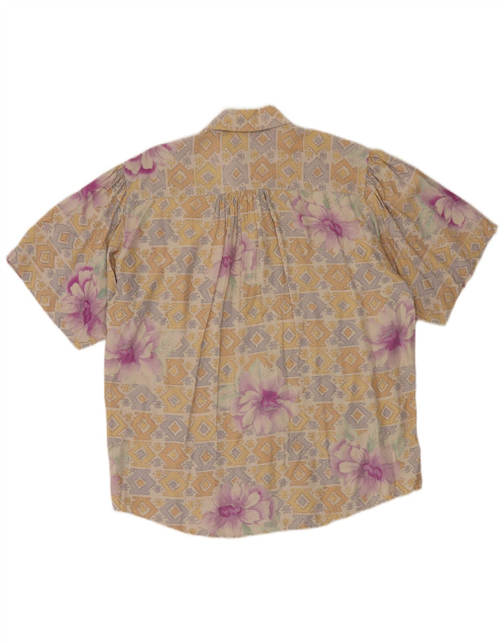 Blusa feminina de manga curta BENETTON IT 44 médio bege floral