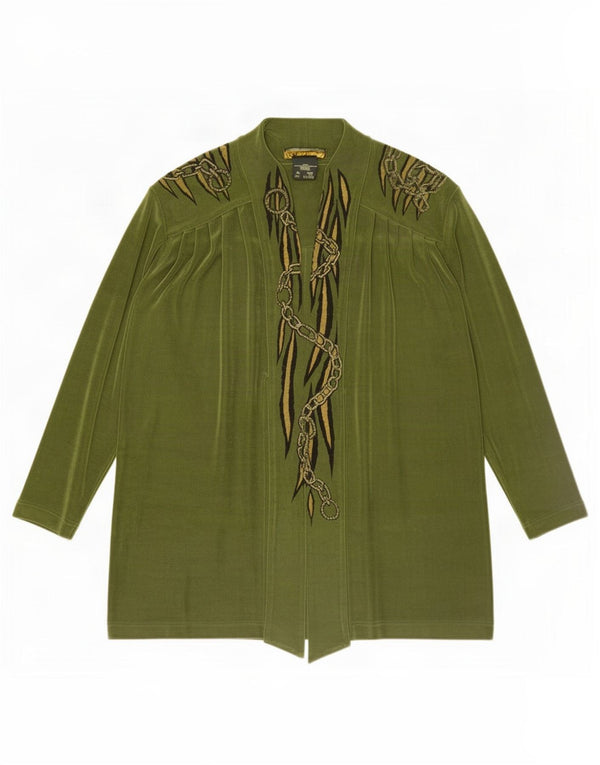 Blusa feminina com estampa abstrata grande Piccadilly Reino Unido 10 pequena verde