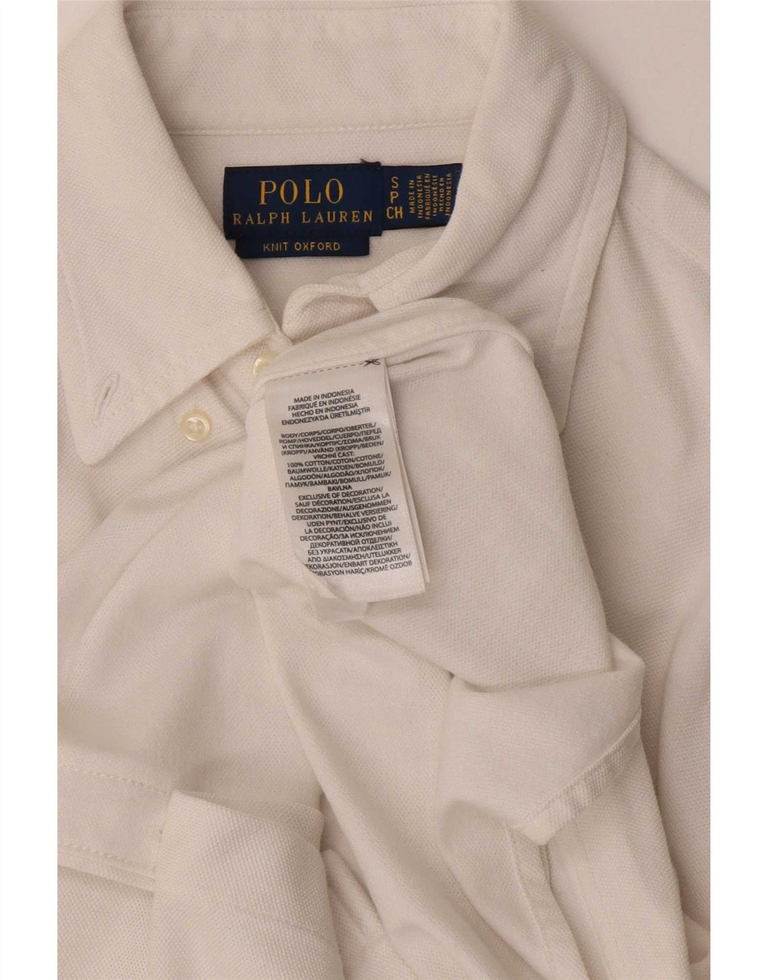 Polo Ralph Lauren Camisa masculina pequena de algodão branco