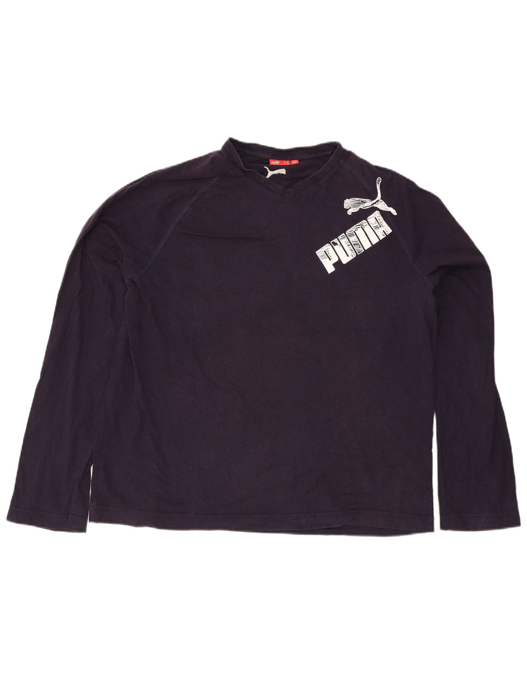 Puma Mens Graphic Top manga comprida 2XL algodão azul marinho