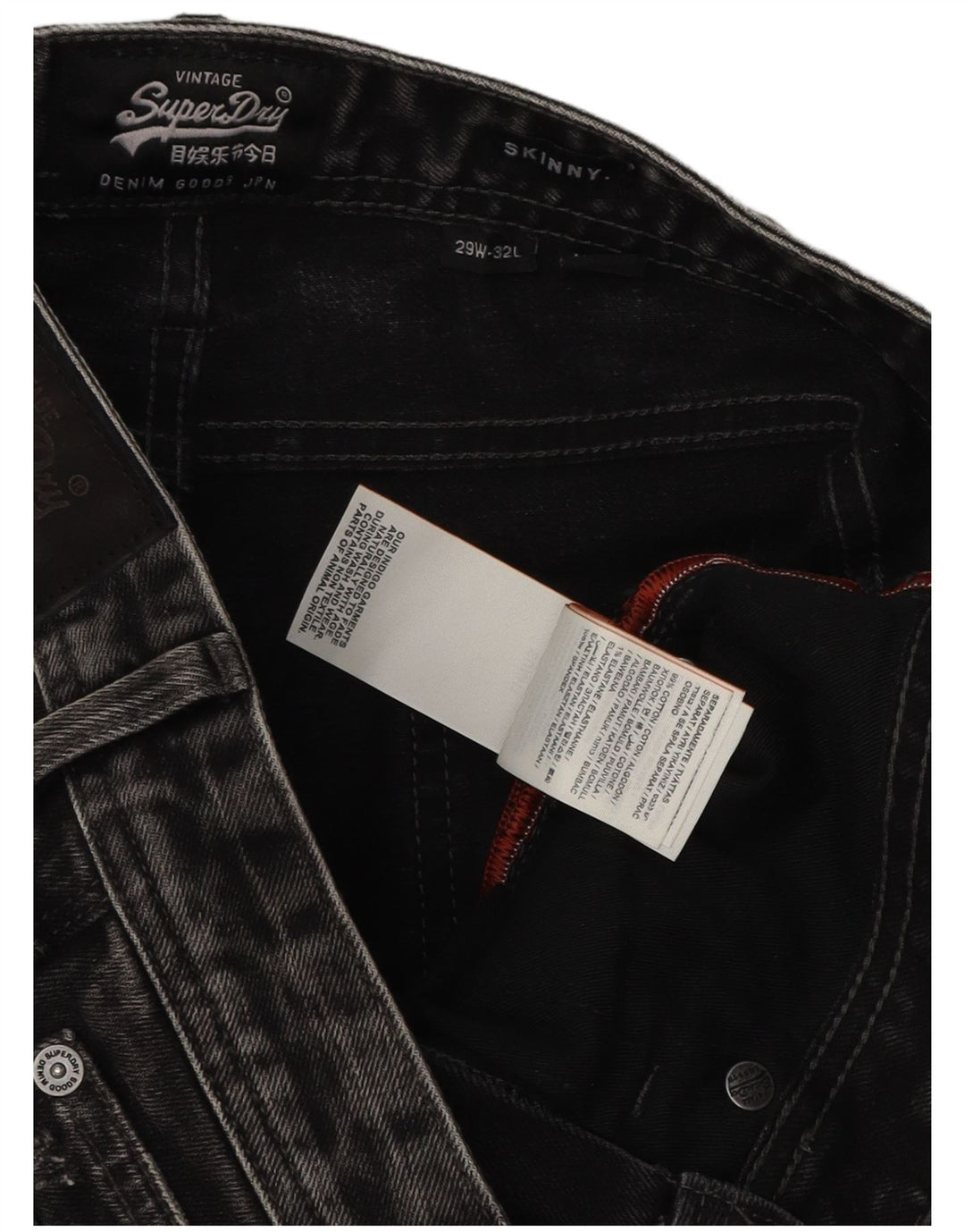 Calça jeans skinny masculina SUPERDRY W29 L32 algodão cinza
