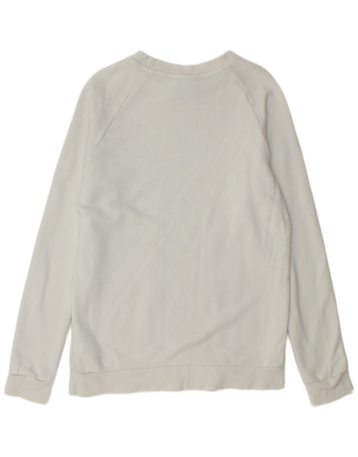 ADIDAS Mens Graphic Sweatshirt Jumper Pequeno Algodão Branco