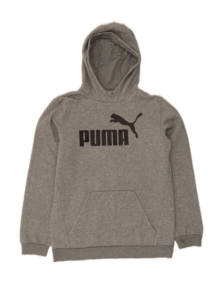 PUMA Boys Graphic Hoodie Jumper 15-16 Years Grey Cotton Vintage Puma and Second-Hand Puma from Messina Hembry 