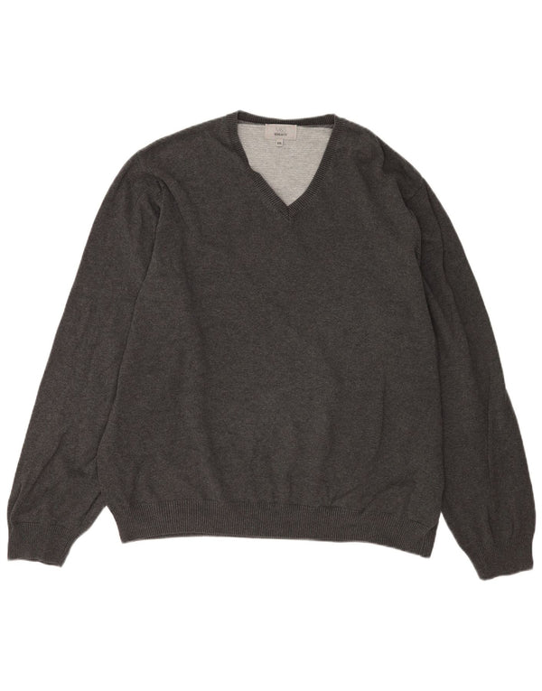 Suéter masculino Marks & Spencer com ajuste regular e decote em V 2XL algodão cinza