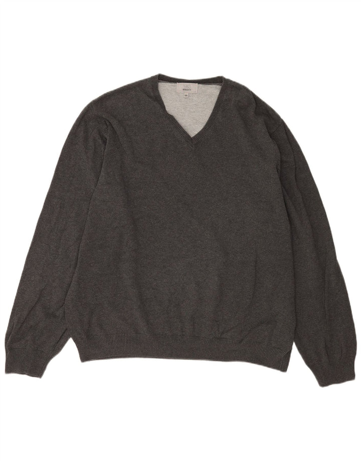 Suéter masculino Marks & Spencer com ajuste regular e decote em V 2XL algodão cinza