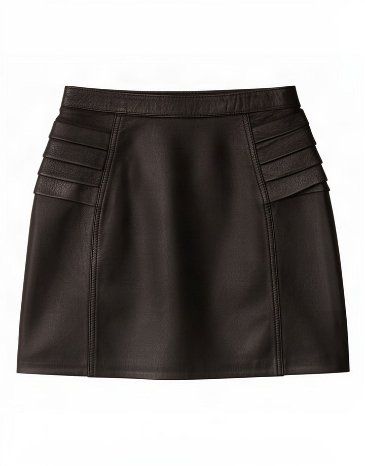 Saia de couro feminina vintage IT 42 médio W26 preta
