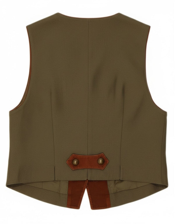 Colete feminino C&A UK 14 médio cáqui floral linho