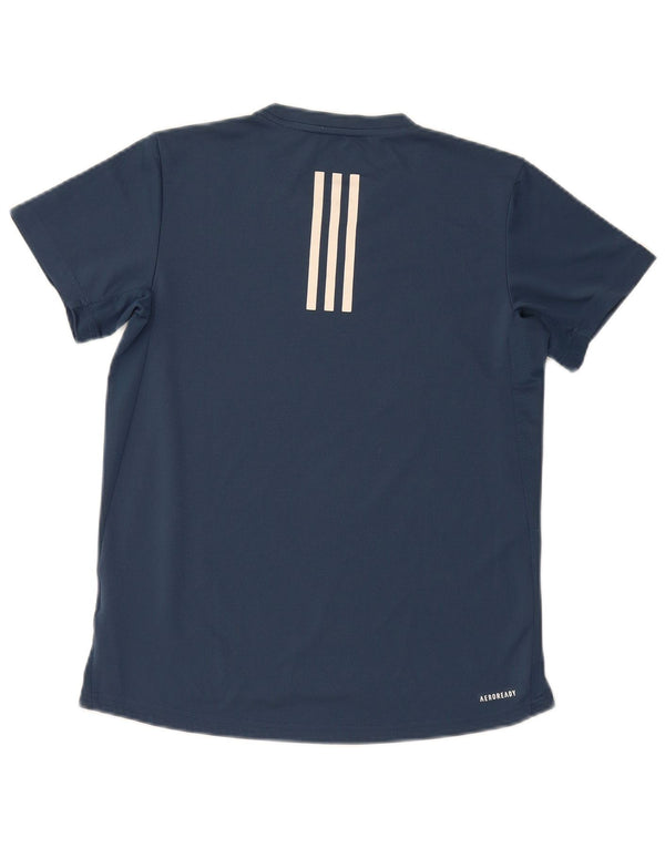Adidas Womens Aeroready T-Shirt Top Reino Unido 8/10 Pequeno Azul Marinho Poliéster